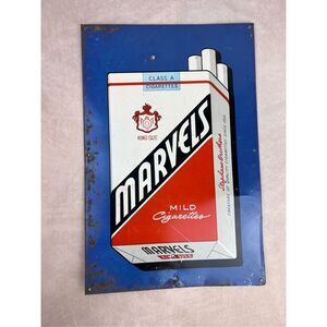 Vintage Tobacco Advertising 1950s Marvel Cigarette Advertisement Sign Man Cave